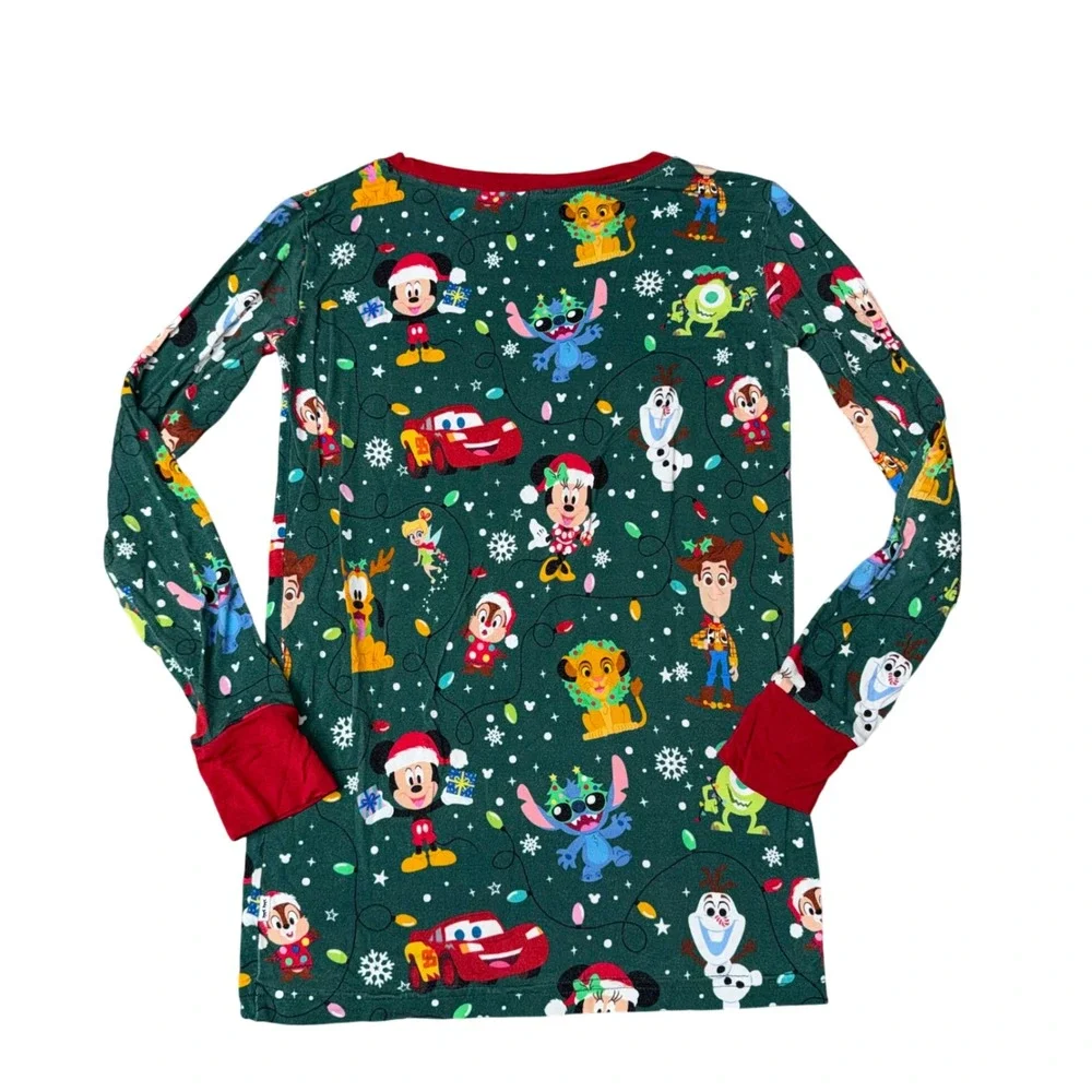 Little Sleepies Pajama Set Kids 9/10 Green Good Disney Holiday Magic Bamboo